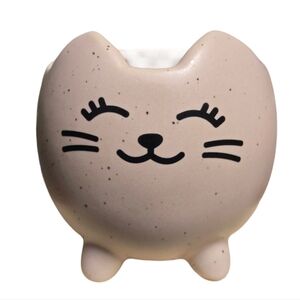 Mini Cat Planter 3 Dusty Rose Ceramic Succulent Planter with Drainage Hole